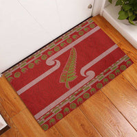 New Zealand Christmas Rubber Doormat Meri Kirihimete Silver Fern Knit Style Green Color - Polynesian Pride