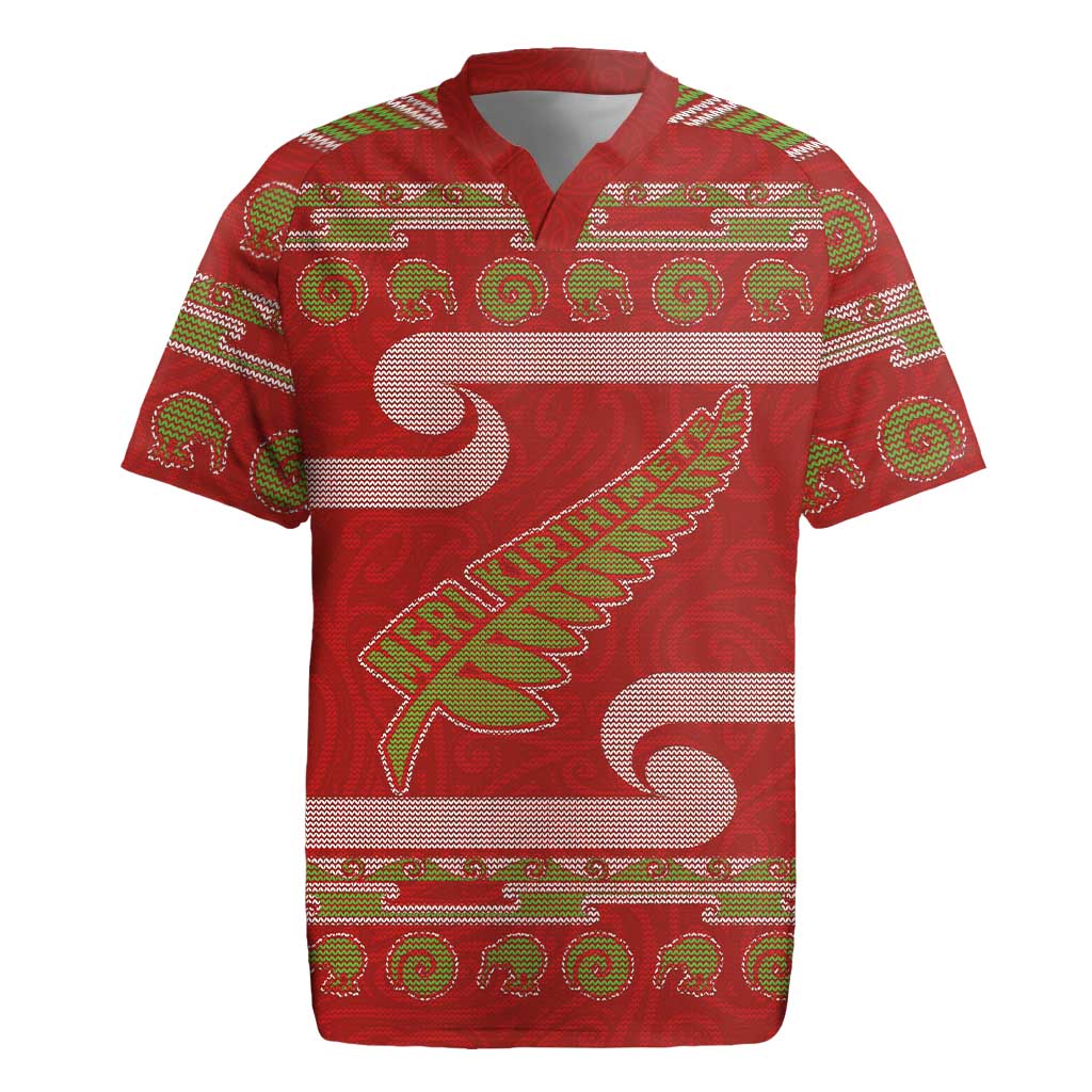New Zealand Christmas Rugby Jersey Meri Kirihimete Silver Fern Knit Style Green Color LT03 Green - Polynesian Pride