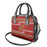 New Zealand Christmas Shoulder Handbag Meri Kirihimete Silver Fern Knit Style Green Color LT03 - Polynesian Pride