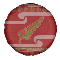 New Zealand Christmas Spare Tire Cover Meri Kirihimete Silver Fern Knit Style Green Color LT03 - Polynesian Pride