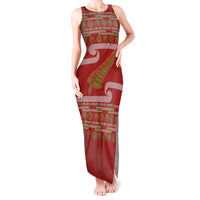 New Zealand Christmas Tank Maxi Dress Meri Kirihimete Silver Fern Knit Style Green Color LT03 Women Green - Polynesian Pride