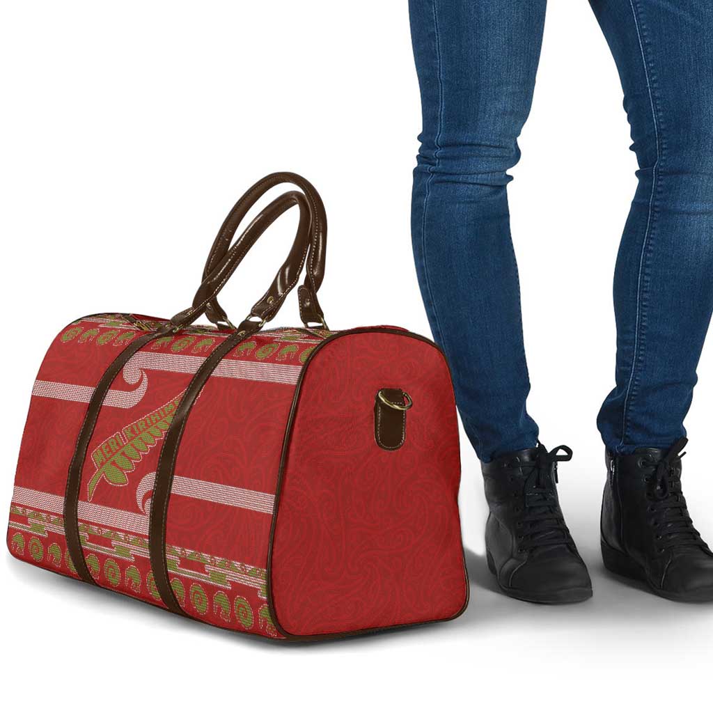 New Zealand Christmas Travel Bag Meri Kirihimete Silver Fern Knit Style Green Color LT03 - Polynesian Pride