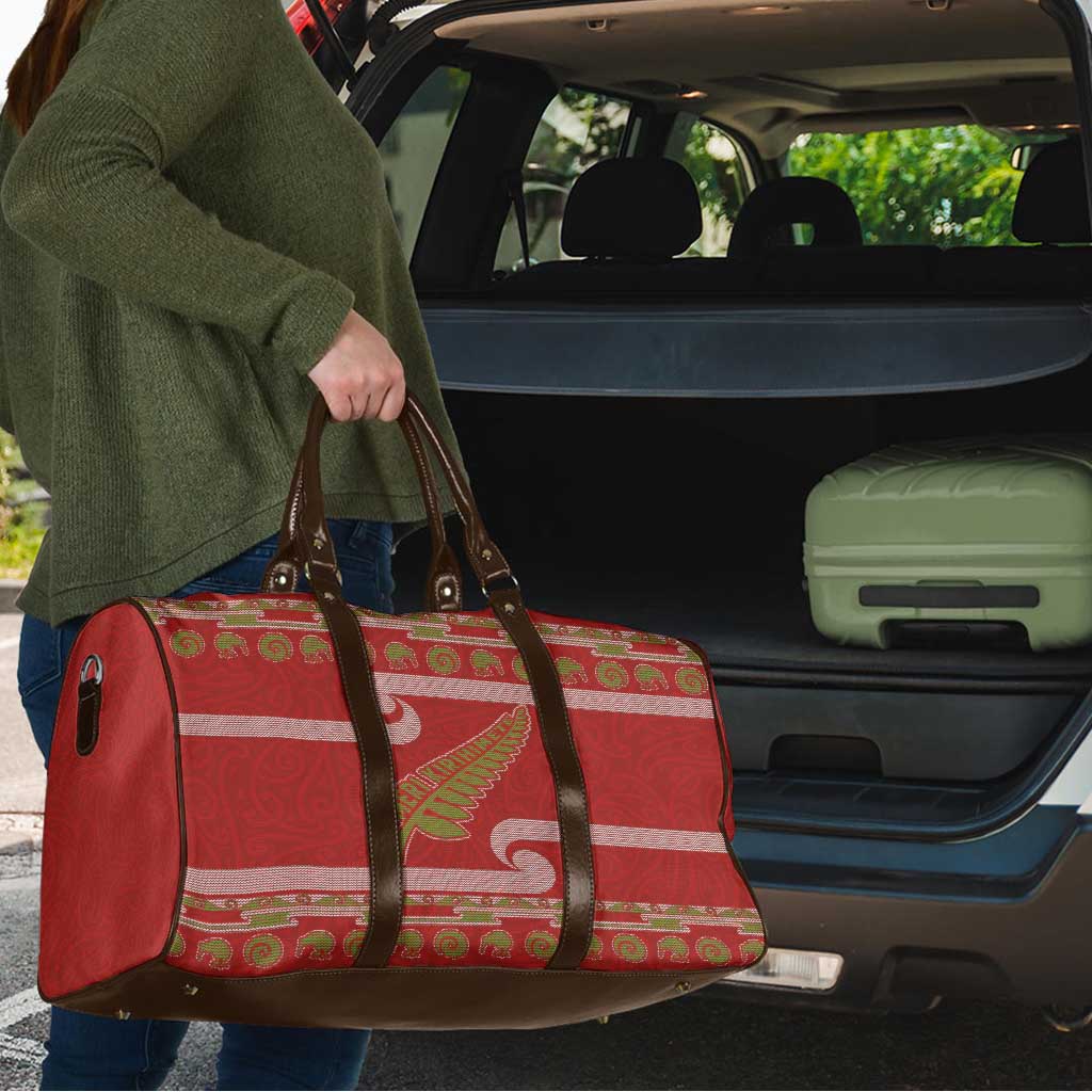 New Zealand Christmas Travel Bag Meri Kirihimete Silver Fern Knit Style Green Color LT03 - Polynesian Pride