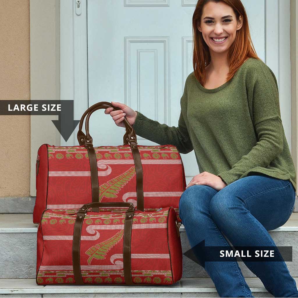 New Zealand Christmas Travel Bag Meri Kirihimete Silver Fern Knit Style Green Color LT03 - Polynesian Pride