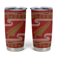 New Zealand Christmas Tumbler Cup Meri Kirihimete Silver Fern Knit Style Green Color LT03 Green - Polynesian Pride