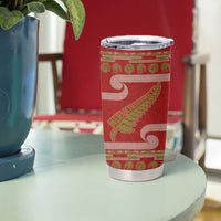 New Zealand Christmas Tumbler Cup Meri Kirihimete Silver Fern Knit Style Green Color LT03 - Polynesian Pride