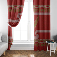 New Zealand Christmas Window Curtain Meri Kirihimete Silver Fern Knit Style Green Color LT03 - Polynesian Pride