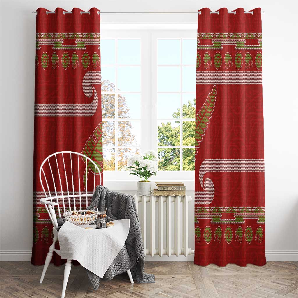 New Zealand Christmas Window Curtain Meri Kirihimete Silver Fern Knit Style Green Color LT03 - Polynesian Pride