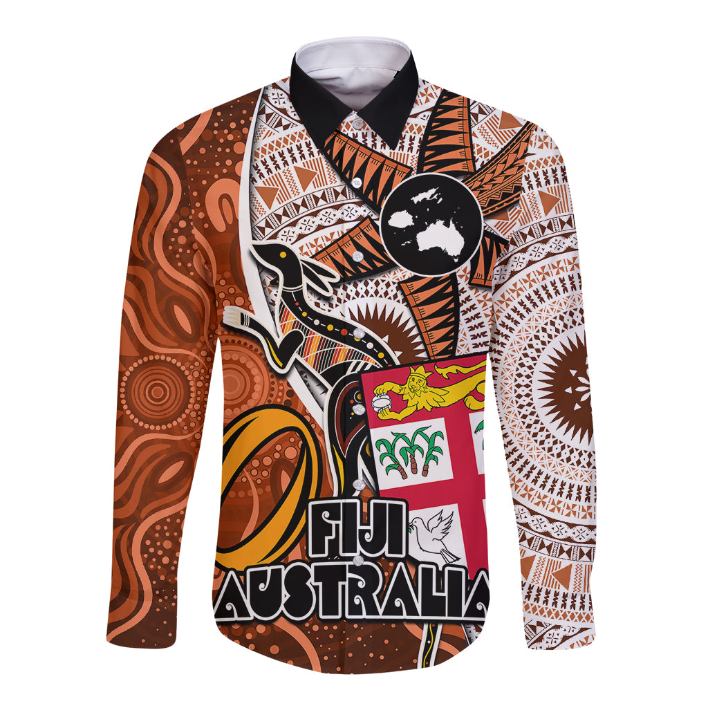 fiji-australia-rugby-long-sleeve-button-shirt-kangaroo-and-palm-tree-orange-tapa-pattern-mix-aboriginal