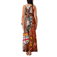 Personalised Fiji Australia Rugby Family Matching Tank Maxi Dress and Hawaiian Shirt Kangaroo and Palm Tree Orange Tapa Pattern Mix Aboriginal LT03 - Polynesian Pride