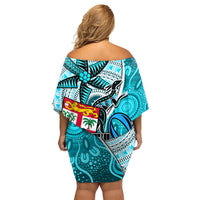 fiji-australia-rugby-family-matching-off-shoulder-short-dress-and-hawaiian-shirt-kangaroo-and-palm-tree-blue-tapa-pattern-mix-aboriginal