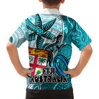 fiji-australia-rugby-family-matching-tank-maxi-dress-and-hawaiian-shirt-kangaroo-and-palm-tree-blue-tapa-pattern-mix-aboriginal