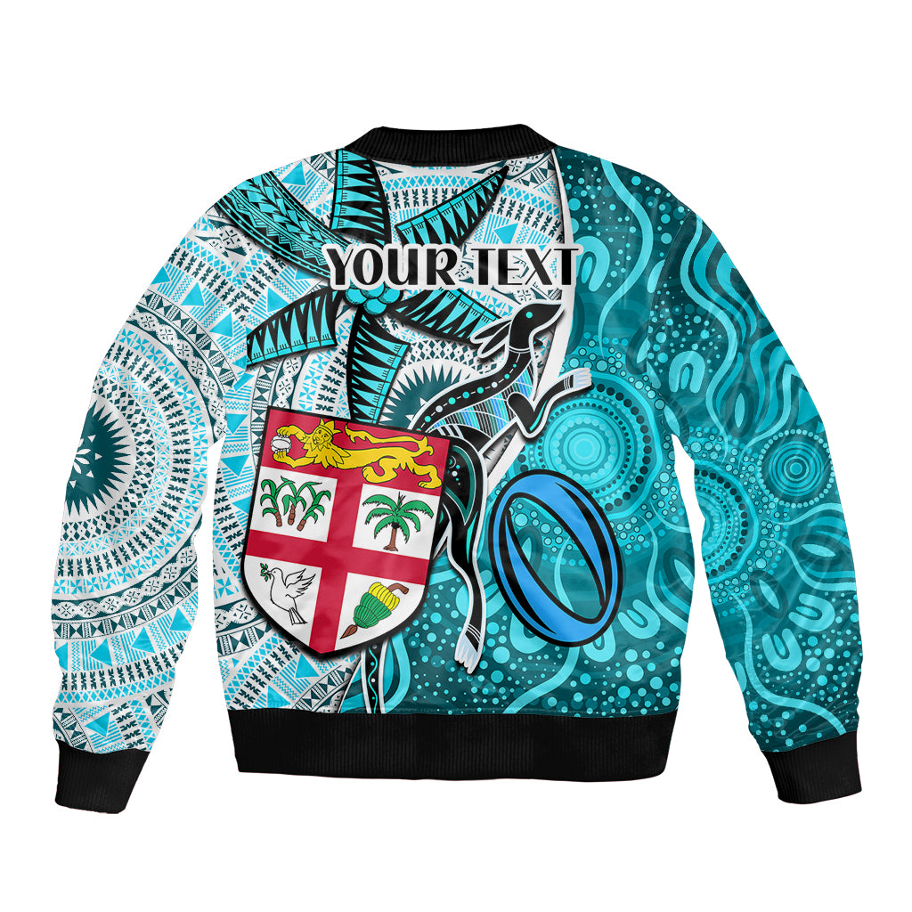 personalised-fiji-australia-rugby-bomber-jacket-kangaroo-and-palm-tree-blue-tapa-pattern-mix-aboriginal