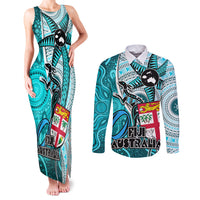 personalised-fiji-australia-rugby-couples-matching-tank-maxi-dress-and-long-sleeve-button-shirts-kangaroo-and-palm-tree-blue-tapa-pattern-mix-aboriginal