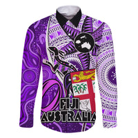 fiji-australia-rugby-family-matching-summer-maxi-dress-and-hawaiian-shirt-kangaroo-and-palm-tree-purple-tapa-pattern-mix-aboriginal