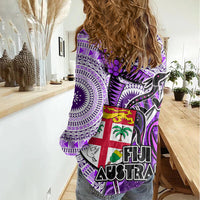 fiji-australia-rugby-women-casual-shirt-kangaroo-and-palm-tree-purple-tapa-pattern-mix-aboriginal