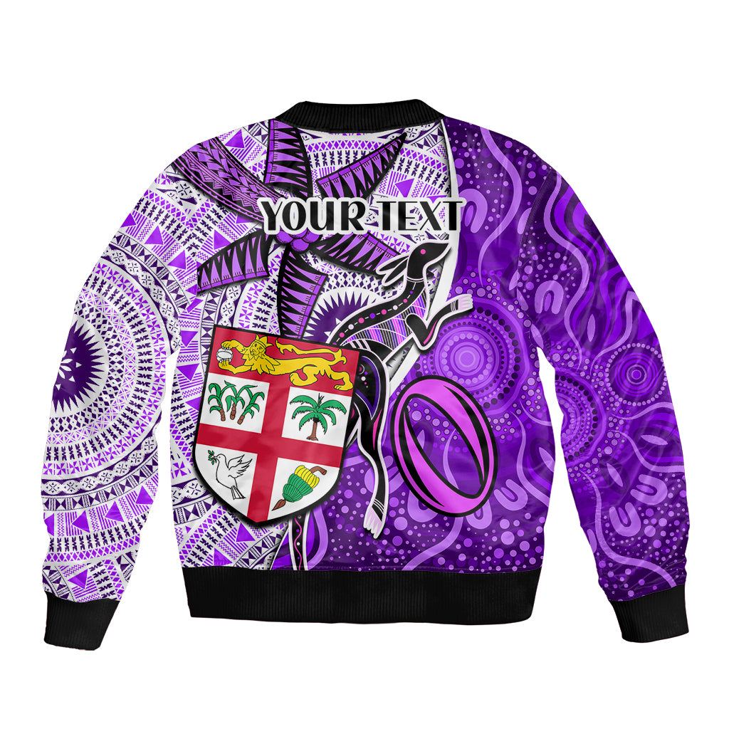 personalised-fiji-australia-rugby-bomber-jacket-kangaroo-and-palm-tree-purple-tapa-pattern-mix-aboriginal