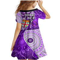 Personalised Fiji Australia Rugby Family Matching Mermaid Dress and Hawaiian Shirt Kangaroo and Palm Tree Purple Tapa Pattern Mix Aboriginal LT03 - Polynesian Pride
