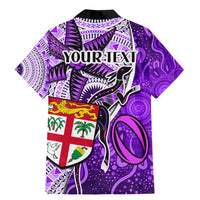 Personalised Fiji Australia Rugby Family Matching Mermaid Dress and Hawaiian Shirt Kangaroo and Palm Tree Purple Tapa Pattern Mix Aboriginal LT03 - Polynesian Pride
