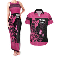 Breast Cancer Awareness Couples Matching Tank Maxi Dress and Hawaiian Shirt Think Pink Polynesian Ribbon and Butterfly LT03 Pink - Polynesian Pride