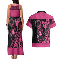 Breast Cancer Awareness Couples Matching Tank Maxi Dress and Hawaiian Shirt Think Pink Polynesian Ribbon and Butterfly LT03 - Polynesian Pride
