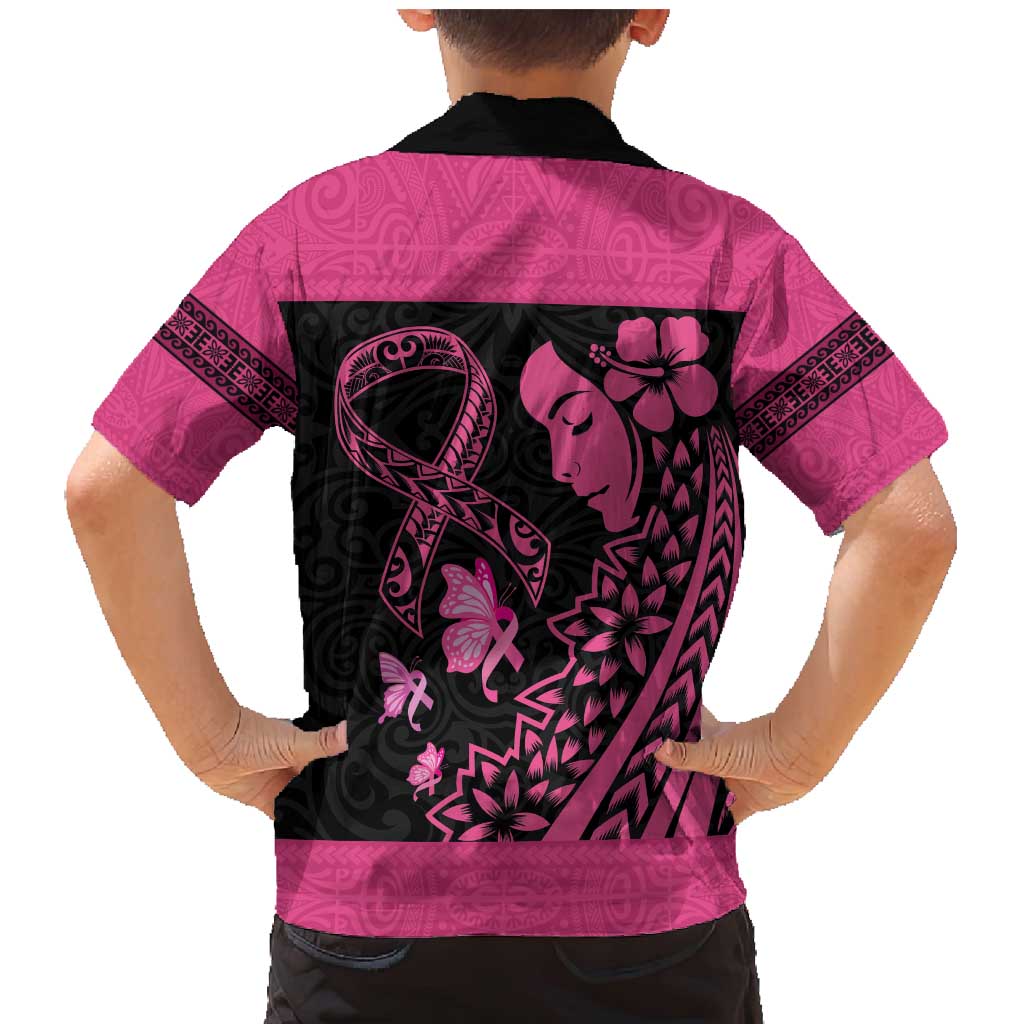 Breast Cancer Awareness Family Matching Mermaid Dress and Hawaiian Shirt Think Pink Polynesian Ribbon and Butterfly LT03 - Polynesian Pride