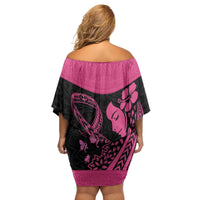 Breast Cancer Awareness Family Matching Off Shoulder Short Dress and Hawaiian Shirt Think Pink Polynesian Ribbon and Butterfly LT03 - Polynesian Pride