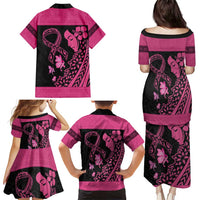 Breast Cancer Awareness Family Matching Puletasi and Hawaiian Shirt Think Pink Polynesian Ribbon and Butterfly LT03 - Polynesian Pride