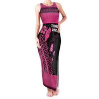 Breast Cancer Awareness Family Matching Tank Maxi Dress and Hawaiian Shirt Think Pink Polynesian Ribbon and Butterfly LT03 Mom's Dress Pink - Polynesian Pride