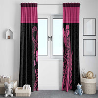 Breast Cancer Awareness Window Curtain Think Pink Polynesian Ribbon and Butterfly