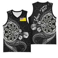 Personalised Niue Darts Masters Basketball Jersey Tribal Hiapo Dartboard - Polynesian Pride