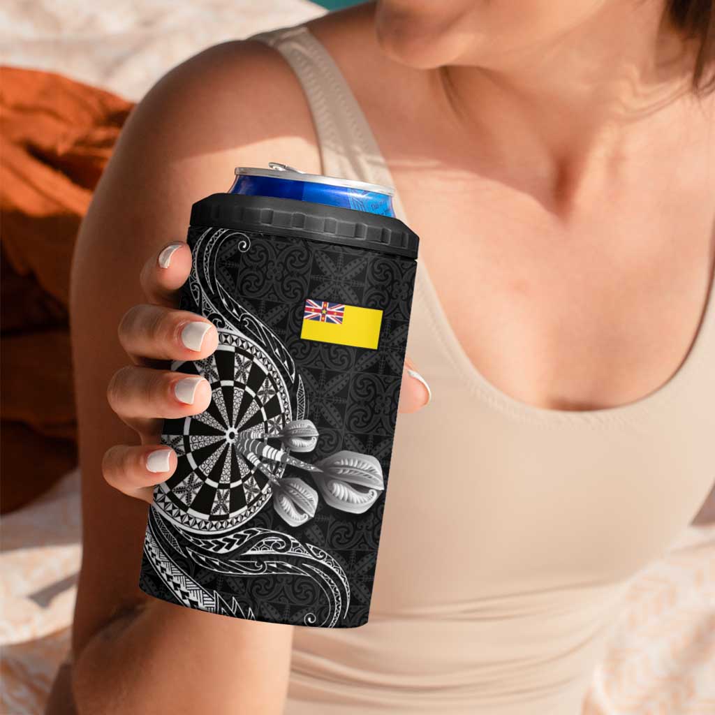 Personalised Niue Darts Masters 4 in 1 Can Cooler Tumbler Tribal Hiapo Dartboard - Polynesian Pride