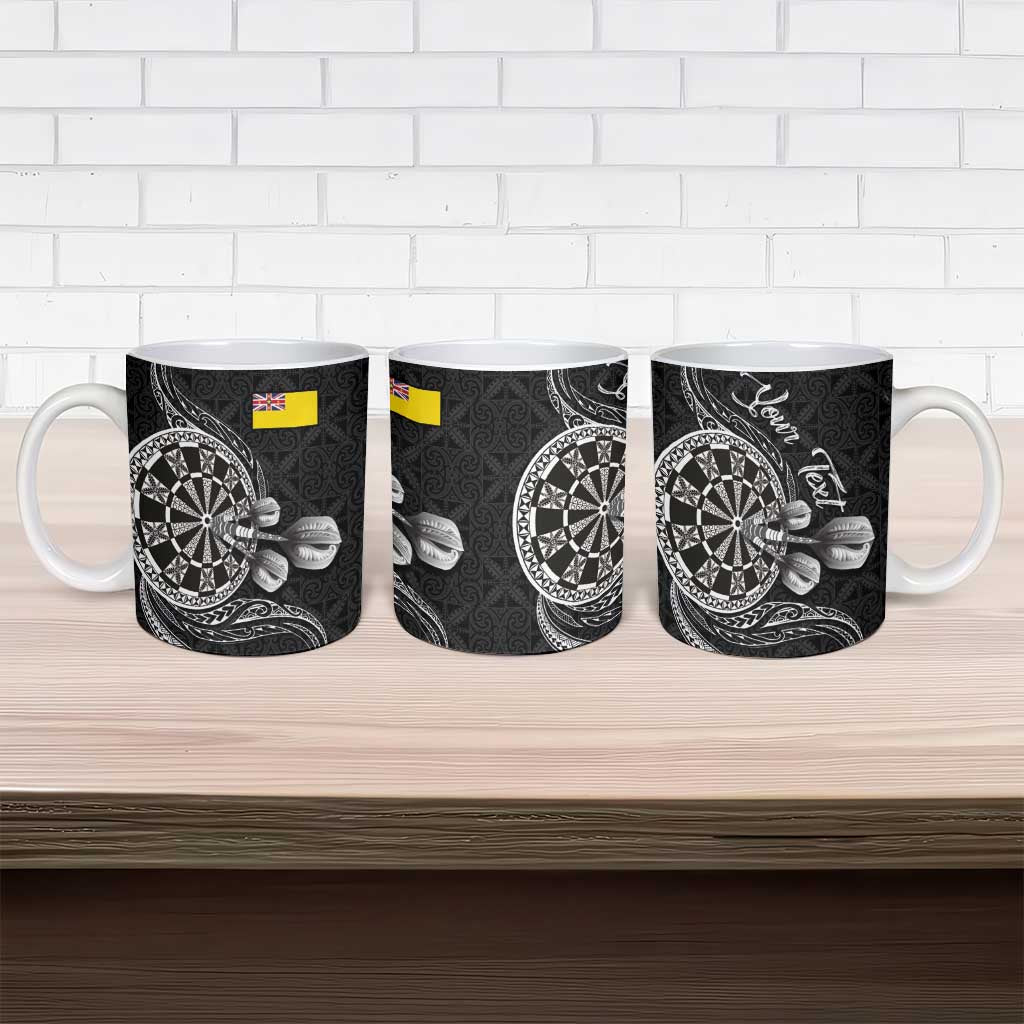 Personalised Niue Darts Masters Ceramic Mug Tribal Hiapo Dartboard - Polynesian Pride