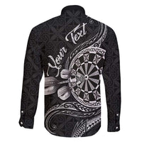 Personalised Niue Darts Masters Family Matching Long Sleeve Bodycon Dress and Hawaiian Shirt Tribal Hiapo Dartboard LT03 - Polynesian Pride