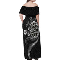 Personalised Niue Darts Masters Family Matching Off Shoulder Maxi Dress and Hawaiian Shirt Tribal Hiapo Dartboard LT03 - Polynesian Pride