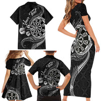Personalised Niue Darts Masters Family Matching Short Sleeve Bodycon Dress and Hawaiian Shirt Tribal Hiapo Dartboard LT03 - Polynesian Pride
