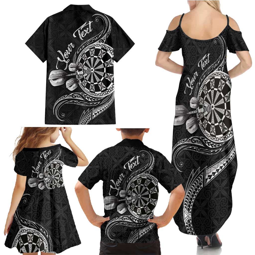 Personalised Niue Darts Masters Family Matching Summer Maxi Dress and Hawaiian Shirt Tribal Hiapo Dartboard LT03 - Polynesian Pride