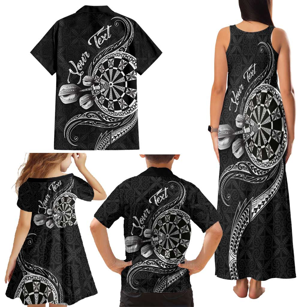 Personalised Niue Darts Masters Family Matching Tank Maxi Dress and Hawaiian Shirt Tribal Hiapo Dartboard LT03 - Polynesian Pride