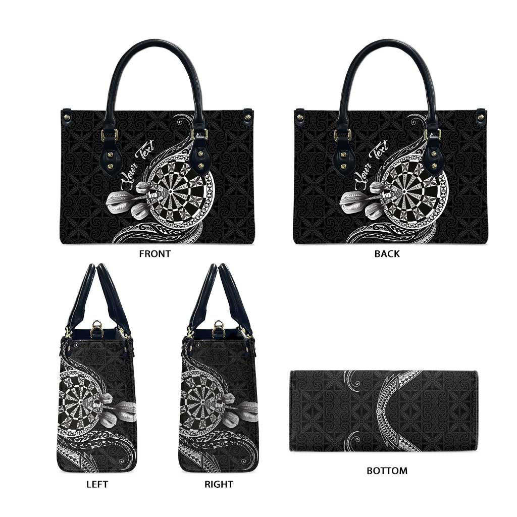 Personalised Niue Darts Masters Leather Bag Tribal Hiapo Dartboard - Polynesian Pride