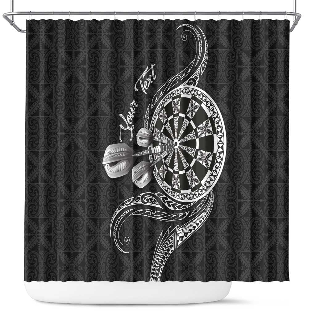 Personalised Niue Darts Masters Shower Curtain Tribal Hiapo Dartboard - Polynesian Pride