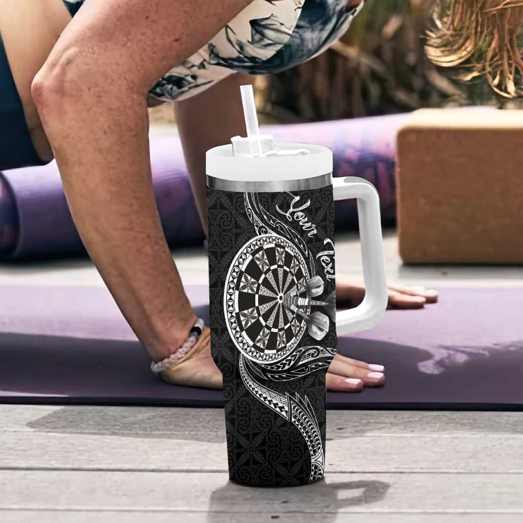 Personalised Niue Darts Masters Tumbler With Handle Tribal Hiapo Dartboard - Polynesian Pride