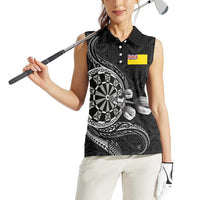 Personalised Niue Darts Masters Women Sleeveless Polo Shirt Tribal Hiapo Dartboard - Polynesian Pride