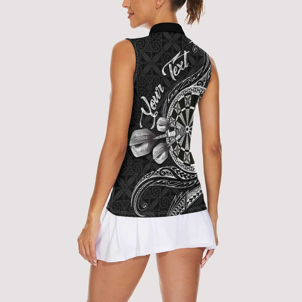 Personalised Niue Darts Masters Women Sleeveless Polo Shirt Tribal Hiapo Dartboard - Polynesian Pride