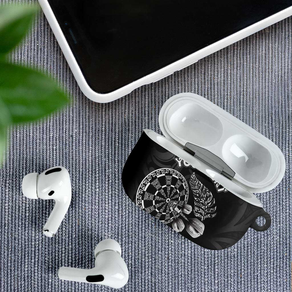 Personalised New Zealand Aotearoa Darts Masters AirPods Case Tribal Silver Fern and Ta Moko Dartboard - Polynesian Pride