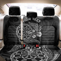Personalised New Zealand Aotearoa Darts Masters Back Car Seat Cover Tribal Silver Fern and Ta Moko Dartboard LT03 - Polynesian Pride