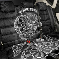 Personalised New Zealand Aotearoa Darts Masters Back Car Seat Cover Tribal Silver Fern and Ta Moko Dartboard LT03 - Polynesian Pride