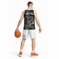 Personalised New Zealand Aotearoa Darts Masters Basketball Jersey Tribal Silver Fern and Ta Moko Dartboard LT03 - Polynesian Pride