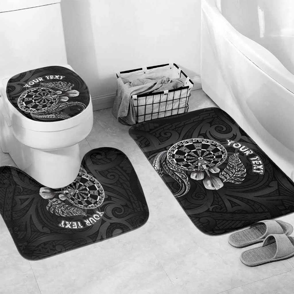 Personalised New Zealand Aotearoa Darts Masters Bathroom Set Tribal Silver Fern and Ta Moko Dartboard - Polynesian Pride