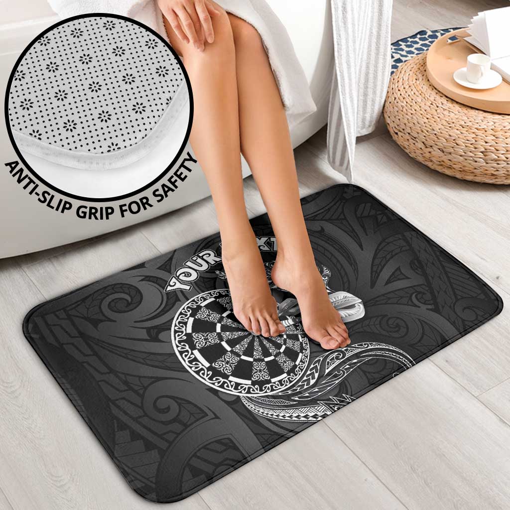 Personalised New Zealand Aotearoa Darts Masters Bathroom Set Tribal Silver Fern and Ta Moko Dartboard - Polynesian Pride