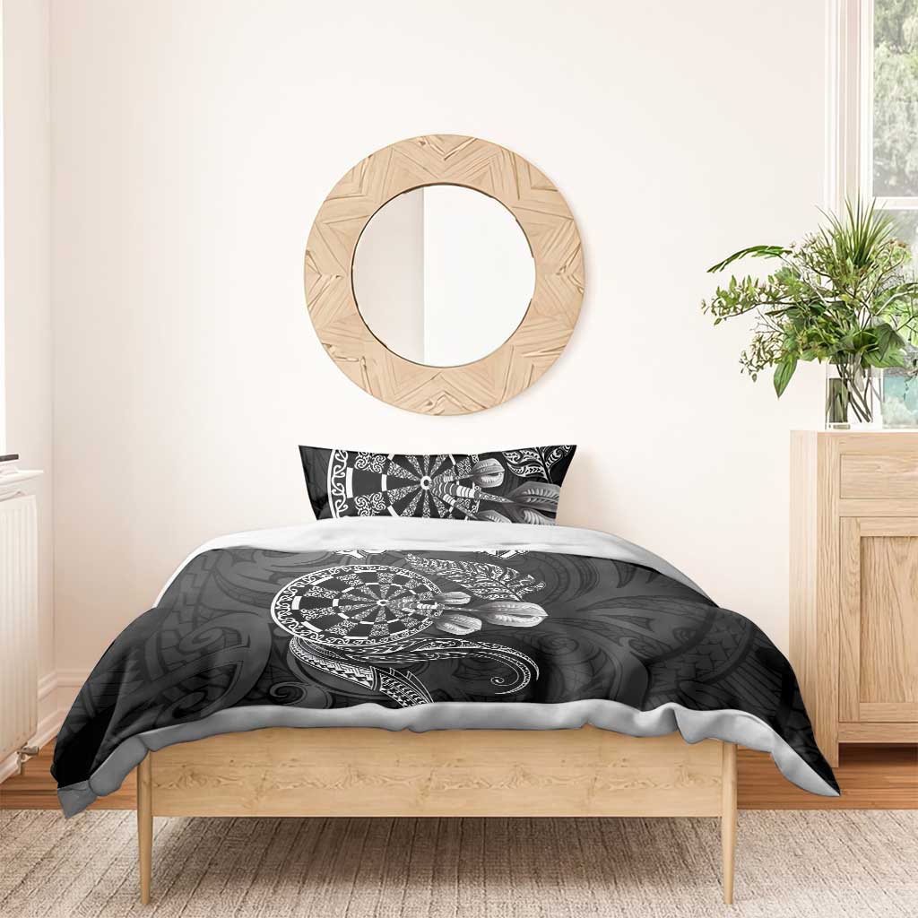 Personalised New Zealand Aotearoa Darts Masters Bedding Set Tribal Silver Fern and Ta Moko Dartboard - Polynesian Pride
